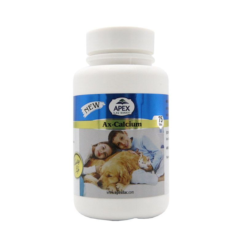قرص کلسیم سگ و گربه اپکس مدل ax calcium بسته  75 عددی